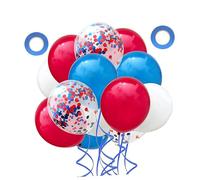 SOLUSTRE 32 Pièces Ballons Latex Transparente avec Paillettes Mélangées Rouge Bleu Blanc pour Décorations Fête Anniversaire Garçon Fille Shower