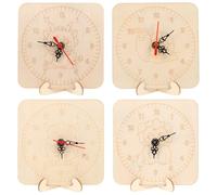 SOLUSTRE 4 Ensembles d'horloges en Bois à Faire soi-même : Cadran Vierge avec Mouvement et Accessoires - créez Votre Propre Horloge - Kit de Bricolage en Bois Brut pour activités éducatives