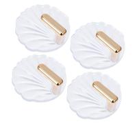 SOLUSTRE 4 pièces Crochets Adhésifs Muraux Petits Forme de Coquille Transparente Dorée Crochets Autocollants sans Perçage pour Suspendre Serviettes Clés Sacs et Chapeaux Décoratifs et