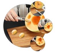 SOLUSTRE 4 Pièces Kit de Couteaux Acier Inoxydable et Cuillères à Melon Multifonctions Outils de Sculpture pour Pastèque Cantaloup et Fruits Variés Design Ergonomique Anti-adhérent