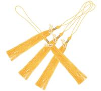 SOLUSTRE 4 Pièces Pompon de Remise de Diplôme, Pompon à Pendentif pour Chapeau de Docteur, Polyester Or, 40cm, Breloque Année, Cérémonie de Remise des Diplômes et Fêtes