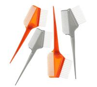 SOLUSTRE 4 pièces Set de Brosses de Teinture Professionnelle Double-face Pinceaux Coloration Cheveux avec Manche Antidérapant pour Salon et Usage Personnel Argentés Marron