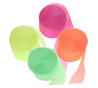 SOLUSTRE 4 Rouleaux Papier Crépon Fluorescent Lumineux pour Décoration de Fête Danniversaire et Événements Bandes Fluorescentes Vert Orange Rose et Jaune pour Guirlandes et Décorations