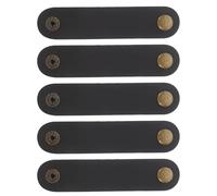 SOLUSTRE 5 Pièces Attaches de Câble en Cuir Noir pour Organiser et Gérer les Câbles USB et Écouteurs, Range-cordon Réutilisable Pratique pour Bureau et Maison