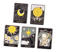 SOLUSTRE 5 pièces Lot Broches Émail Tarot Créatives Unisexes pour Vêtements Chapeaux Écharpes Accessoires Mode Cadeau Amusant