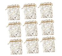 SOLUSTRE 50 Pièces Sachet Organza avec Motif Doré Bonbons à Cordon pour Noël Mariage et