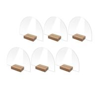 SOLUSTRE 6 Ensembles Cartes Marque-place en Acrylique Transparent Socles en Bois, Décorations de Table Mariage, Présentoirs de Table Résistants et Élégants pour Événements et Banquets