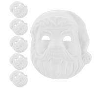 SOLUSTRE 6 Masques Blancs de Père Noël en Pâte à Papier à Peindre Soi-même, Masque Vierge Non Finition en Pulpe, pour Fête Costumée ou Anniversaire