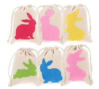 SOLUSTRE 6 Pièces à cordon lapin sacs de friandises de pâques de sacs de pâques sachet bonbon paques pochette paques le d'emballage de bonbons de fête petit