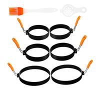 SOLUSTRE 6 Pièces Anneaux à Œufs Acier Inoxydable Moules Ronds pour Omelettes Pancakes et Pâtisseries avec Pinceau et Séparateur Œufs Faciles à Nettoyer et