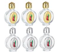 SOLUSTRE 6 Pièces Bouteilles Eau Sainte Verre Gravé Contenants Religieux Catholiques Portables avec Motif Rose pour Communion Église Mariage Baptême Décoration Voyage