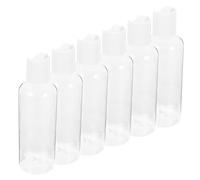 SOLUSTRE 6 pièces Lot de Flacons de Voyage Plastique Transparent avec Bouchon Blanc Bouteilles Vides pour Shampooing Après-shampoing et Lotion Contenants Réutilisables pour Articles de