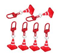 SOLUSTRE 6 pièces Lot de Porte-clés Cône de Signalisation Miniatures Rouge Décoration Créative Pendentif pour Sacs Porte-clés Construction Thème Cadeau Fête et Récompense Sécuritaire