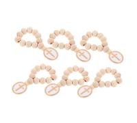 SOLUSTRE 6 Pièces Wooden Rosary Beads With Crucifix For Baptism And First Communion Handpolished Wood Craft Beads In Organza Pouch Spiritual Keepsake For Men Women Shower And Wedding Favors