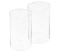 SOLUSTRE Abat-Jour Verre Cylindrique Transparent 6x10 Cm Porte-Bougie Résistant la Décoloration pour Décoration Intérieure Mariage Banquet Lot de 2 Pièces