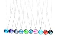 SOLUSTRE Alliage Collier Pendentif 10pcs Pull Lunaire Lumineux Noël | Mélange de Dix Pièces, Forme Lune et Verre, Style Mode, pour Soirées et Présents Plusieurs styles