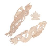 SOLUSTRE Applique en Bois Sculpté avec Ornement 3 Pièces Dragon et Phénix Décoration Traditionnelle en Bois Naturel pour Meubles et Armoires, pour Nouvel Intérieur