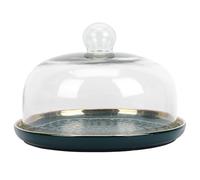 SOLUSTRE Assiette à Gâteau en Porcelaine Cloche en Verre, Plateau de Rangement Portable pour Fruits et Pâtisseries Lors de Réceptions