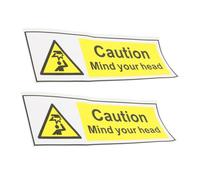 SOLUSTRE Autocollants de Mise en Garde « Attention la Tête » 2pcs en Pvc Auto-adhésifs, Très Visibles pour Usine et Lieu de Travail Sécurisés