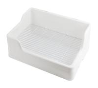 SOLUSTRE Bac à Litière pour Lapin en Plastique Blanc Entrée Basse, Facile à Nettoyer, Conçu en Parties Séparées, pour Cage et Apprentissage des Petits Animaux