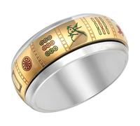 SOLUSTRE Bague Anneau De Mahjong Rotative Acier Inoxydable Homme Créative Mode Fête Taille 9 or