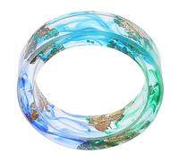 SOLUSTRE Bague Artisanale en Résine 18 MM Feuille D’Or Dorée Bague Créative Femme Accessoire de Mode Élégant pour Fête et Usage Quotidien Bijou Résine Époxy