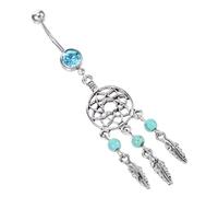 SOLUSTRE Bague de Nombril Femme Capturant le Rêve Argent Bleu Accessoire de Piercing Dangling Léger et Résistant pour Soirées et Plages