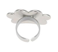 SOLUSTRE Bague Palette en Alliage Argentée pour Nail Art Motif Petits Pieds, Surface Lisse, Ne Retient Pas Pigments, Usage Professionnel ou Personnel