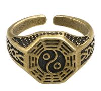SOLUSTRE Bague Réglable pour Homme en Laiton Symbole Taiji Yin Yang, Style Rétro Chinois, Forme Attrayante, Adaptée Port Quotidien