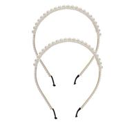 SOLUSTRE Bandeau à Perles Synthétiques Blanc pour Fille, 2 Pièces, Facile à Porter, Crée une Coiffure Élégante pour Décor Quotidien ou Engagements