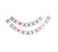 SOLUSTRE Bannière de Mariage He Asked She Said Yes Papier Décoration Suspendue pour Fête de Fiançailles avec Corde Accessoires Photo pour Cérémonie Nuptiale