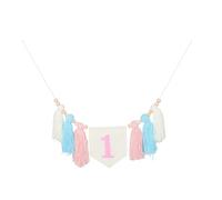 SOLUSTRE Bannière pour chaise haute : Bannière unique pour anniversaire de bébé - Motif créatif à pompons et perles pour fête d'anniversaire
