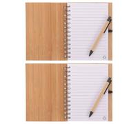 SOLUSTRE Bloc-notes à Usage Quotidien Couverture en Bambou, 2 Sets, Papier Solide, Signet Intégré, pour Étudiants et Enseignants