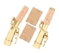 SOLUSTRE Bocal de Soprano en Laiton Bec Droit et Courbé, Kit Accessoires 2 Feuilles, Manche de Remplacement pour Saxophonistes et Instruments de Musique