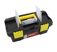 SOLUSTRE Boîte à Outils Noire Multifonction en Plastique PP pour Réparation | Poignée Ergonomique, Plateau Amovible, Rangement des Petites Pièces, Transport Facile, Format Pratique