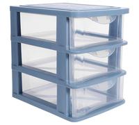 SOLUSTRE Boîte de Rangement Cosmétique Tiroirs en Pp Bleu, Design Moderne à 3 Couches, Organisateur Polyvalent et Facile D'accès pour Bureau ou Coiffeuse