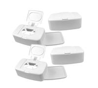SOLUSTRE Boîte Distributrice de Lingettes Humides Lot de 4 Blanche en Plastique PP Rangement Pratique Rechargeable pour Bureau et Tiroirs