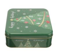 SOLUSTRE Boîte en Métal Verte à Biscuits de Noël Couvercle Facile à Ouvrir, Contenant Sucré Résistant pour Emballage Présent Festif de Noël