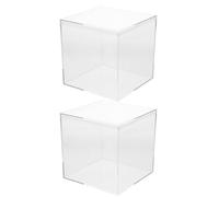 SOLUSTRE Boîtes de Rangement Carrées Transparentes avec Couvercles Lot de 2 en Plastique 12x12x12 Cm Contenant Dragées Mariage, Boîte à Bonbons Décorative pour Fêtes et Organisation