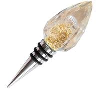 SOLUSTRE Bouchon de Bouteille de Vin en Cristal Or Joint Étanche en Silicone pour Conserver le Vin, Accessoire Léger et Décoratif pour Chariot de Bar