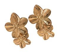 SOLUSTRE Boucles D’oreilles Fleurs Doubles Pour Femmes, Métal Doré, Style Créatif Et Délicat, Accessoire Mode Léger Pour Occasions Spéciales, Dimension Petite Et Élégante