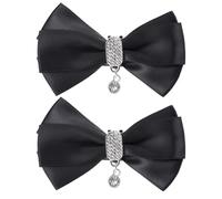 SOLUSTRE Boucles de Chaussures de Mariée Amovibles en Tissu et Alliage de Zinc avec Cristaux Scintillants, 1 Paire de Clips Décoratifs Noirs pour Talons Hauts, Accessoires Élégants