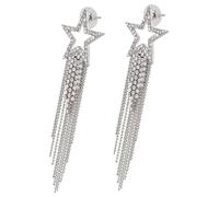 SOLUSTRE Boucles d'Oreilles Étoiles à Pompons Longues avec Cristaux Argenté 1 Paire Tige en Argenté Bijoux Pendants pour Femmes Élégantes et Originales Fêtes et Mariages