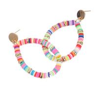 SOLUSTRE Boucles D'oreilles Pendantes Bohèmes Multicolores en Pâte Polymère 2 Pouces pour Femmes Plage Été Mariage Présent Couleur Aléatoire