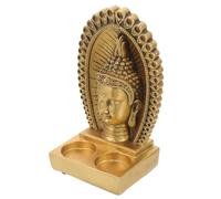 SOLUSTRE Bougeoir Décoratif Décoration Unique en Résine Forme Tête de Bouddha Dorée Accessoire Artistique et Créatif pour Maison, Bar ou Église