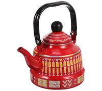 SOLUSTRE Bouilloire Émaillée Rouge 1,1 L pour Cuisinière, Théière Vintage Épaisse pour Chauffer Thé et Vin Chaud Maison