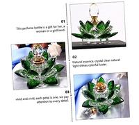 SOLUSTRE Bouteille Parfum Vide Verre Cristal Forme de Fleur Lotus Verte Flacon Parfum Rechargeable Décoratif et Élégant pour Maison et Bureau