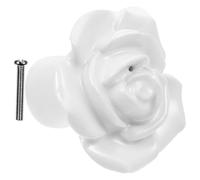 SOLUSTRE Bouton de Tiroir en Céramique Blanche Anneau en Acier Inoxydable, Poignée Décorative Facile à Démonter pour Tiroirs et Armoires à Chaussures