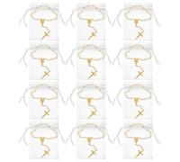 SOLUSTRE Bracelet Chapelet Catholique Perles Blanches Alliage avec Croix Pleine Lune pour Occasions Spéciales Bien-être Spirituel et Portabilité Facile Lot de 12 Sets de Sets