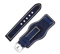 SOLUSTRE Bracelet de Montre Vintage en Cuir Véritable Bleu, Confortable et Plus Léger que Métal, Design Mode Rétro pour Usage Quotidien